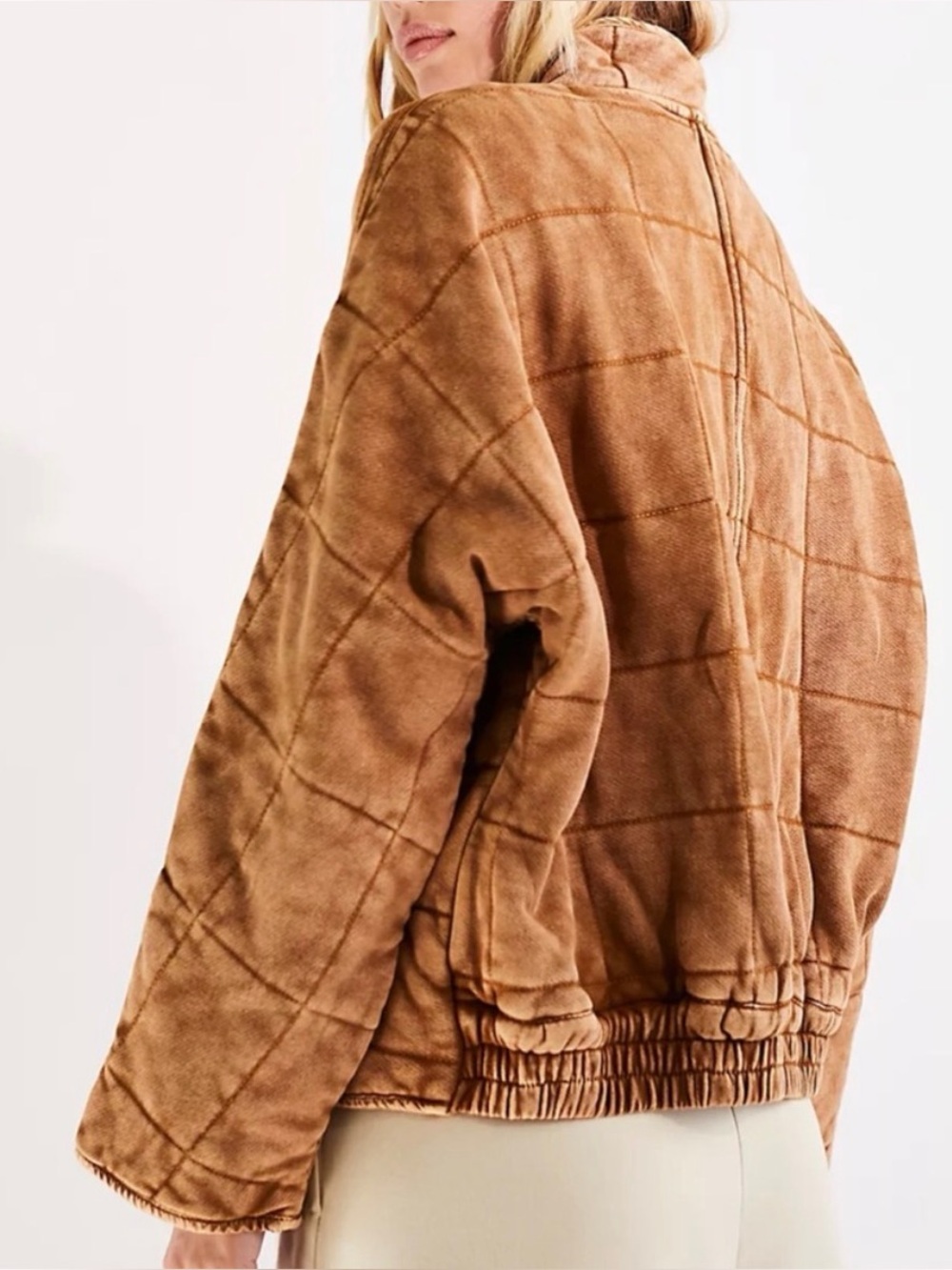 Women’s Tan Quilted Oversized Jacket